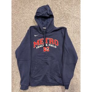Nike Hoodie Mens Medium Blue Metro Track & Field Patriots Pullover Sweatshirt